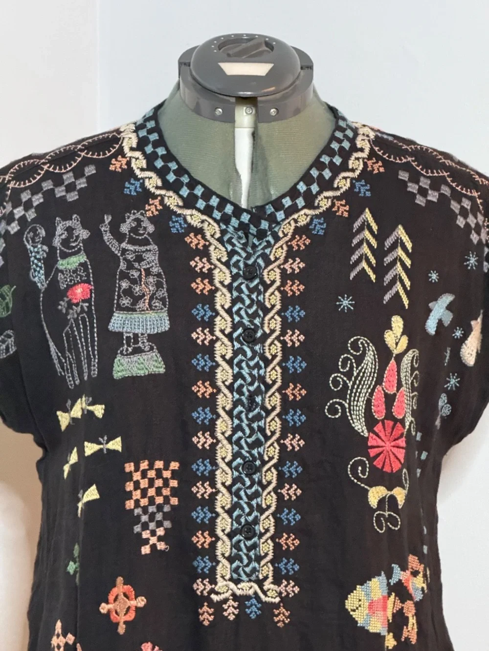 Johnny Was Pete & Greta Lemona Mavis Linen Heavily Embroidered Tunic Dress Small - Picture 4 of 9